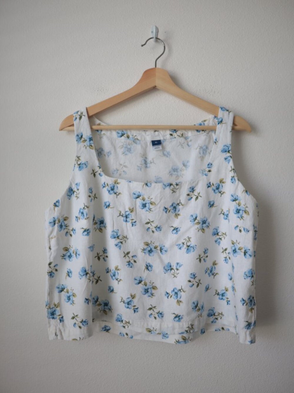 Old Navy Floral Linen Blend Square Neck Top | XL